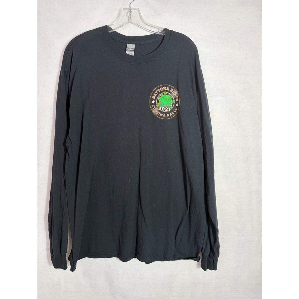 Gildan Mens Daytona Beach Corona Rally 2021 Long‎ Sleeve T-Shirt Black XLBiker